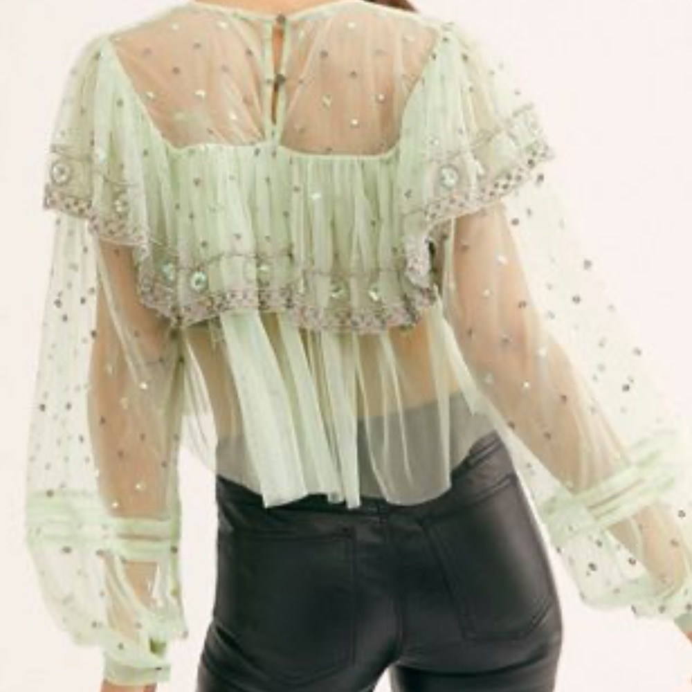 Free People Disco Ball Embellished Sequins Top